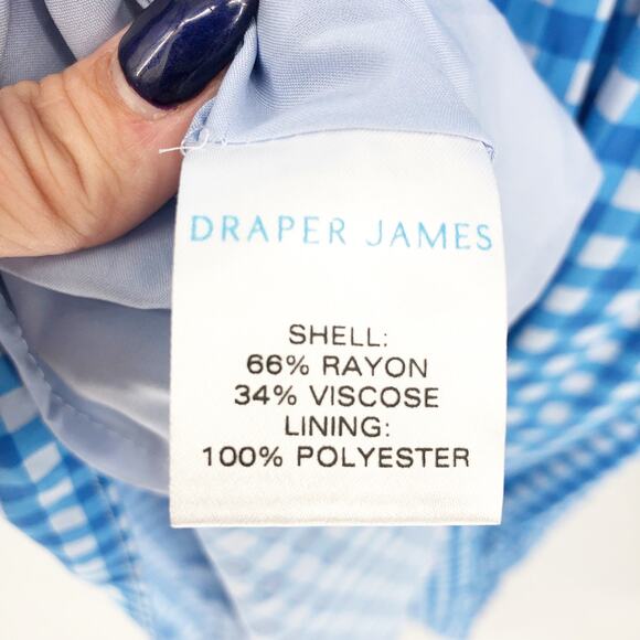 DRAPER JAMES Patio Shirtdress Size 10 Blue White Gingham Flutter Sleeve NWT - Picture 14 of 15